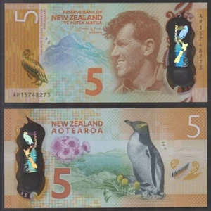 NEW ZEALAND: B137a P#191 5 Dollars 2015 Polymer Uncirculated Banknote. - Picture 1 of 1