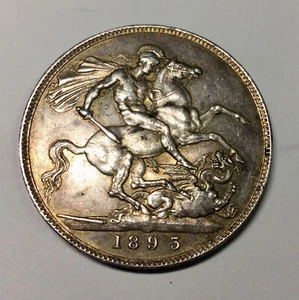 1893 LVI Great Britain Silver Crown Old Head KM#783 Nice Original Coin - Picture 1 of 2