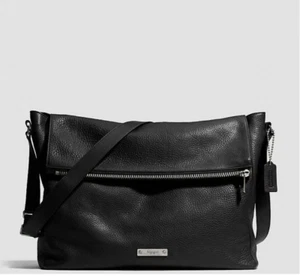 COACH THOMPSON CREMALLERA SUPERIOR MENSAJERO CUERO ANTIGUO NÍQUEL NEGRO F71236 NUEVO CON ETIQUETAS - Imagen 1 de 10