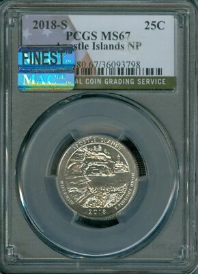2018 S APOSTLE ISLAND QUARTER PCGS MS67  PQ MAC FINEST & SPOTLESS . - Image 1 of 2