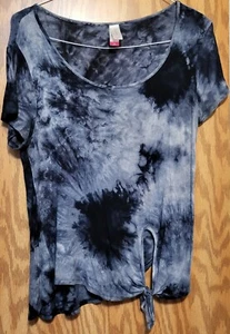 NoBo No Boundaries Top Juniors Size M (7-9) Black Tie Dye Tie Hem, Free Shipping - Picture 1 of 7