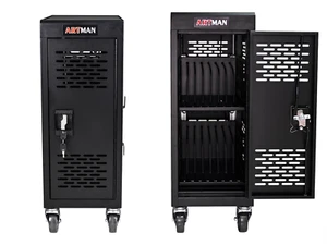 Carro de carga móvil de 16 dispositivos y gabinete con cerradura para tabletas computadoras portátiles - Imagen 1 de 14