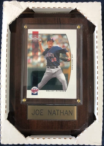 Joe Nathan Donruss Card on Wood Plaque with Name Plate New - Unused Cover