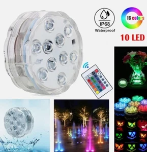 10 LED Submersible Lights Underwater Waterproof Wedding Vase Base Lamp & Remote - Picture 1 of 6