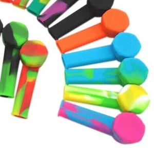 5x 3.4'' Mini Silicone Smoking Hand Pipe with Metal Bowl & Cap Lid Pocket PipeV4 - Picture 1 of 9