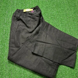 Torrid Womens Plus Linen Wide Leg Pants Size 0 Drawstring Waist Black NWT - Picture 1 of 10