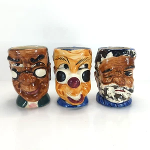 Tazas de cerámica vintage divertidas cara personaje Toby tazas Stein Japón ocupado usadas - Imagen 1 de 21