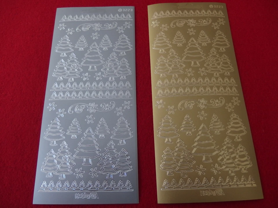 HOBBY FUN / CHRISTA LENZ PAPER Konturensticker - Sticker für Kartengestaltung - Winter - Tannenbäume Tannen