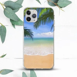 Beach Water Ocean Palm Leaves Case For iPhone 7 8 X SE 11 12 13 14 15 Pro Max XR - Picture 1 of 1