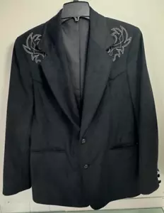 Pioneer Wear Western Blazer Sport Jacket 42R Black Velvet Embroidered USA Made - Picture 1 of 15