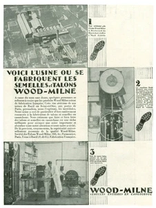 Publicité ancienne usine Wood-Milne semelles et talons 1930 issue de magazine - Imagen 1 de 1