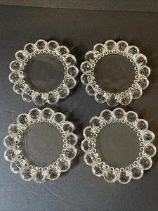 Vintage Anchor Hocking Set 4 Glas Klar Boopie Blase Aschenbecher Schmuck - Untersetzer 4" - Bild 1 von 11