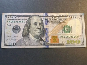 "69" $100 Dollar 2017 A Extra Fancy Serial Number "69" BILL (4) 9'S... (3) 6'S - Picture 1 of 1
