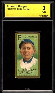1911 T205 Edward Cy Barger Gold Borders MBA 3 CENTERED & NO CREASES EYE APPEAL - Picture 1 of 2