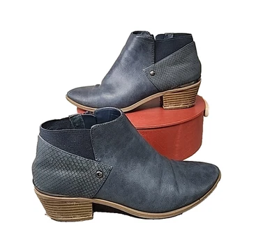 Botines Simply Vera Wang de cuero sintético para mujer talla 7 cremallera tacón bloque - azules Foto 1 de 4