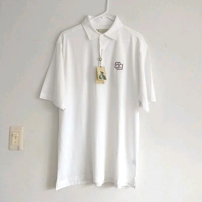 Camisa polo masculina de golfe Donald Ross L branca pique stretch logotipo corporativo nova*LEIA - Imagem 1 de 4