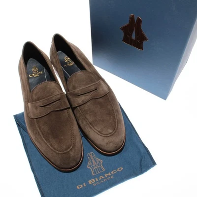 Mocasines Di Bianco NWB Miseno Cashmere Gamuza Penny Talla 42.5 (US 9.5) Marrón Corteza Foto 1 de 4