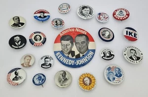 Vintage Campaign Political Buttons & Pins. Repro's. Kennedy, Roosevelt, Ike. x21 - Picture 1 of 9