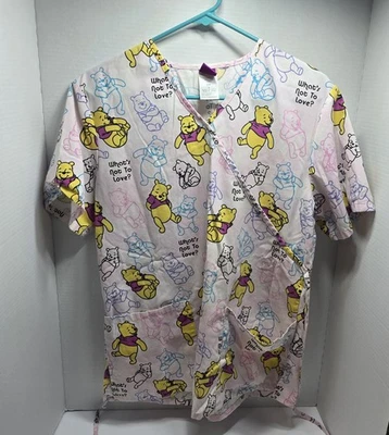 Winnie The Pooh Scrub Top Women's Small Pink - Image 1 of 4