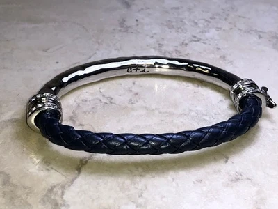 Pulsera CHLOE & ISABEL de cuero trenzado y cristal tono plata - B041 Foto 1 de 4