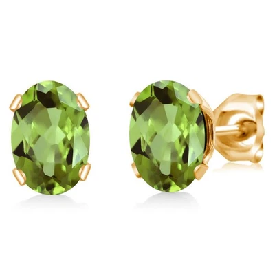 Brincos femininos folheados a ouro amarelo Peridot (1,60 CTTW, pedra preciosa agosto - Imagem 1 de 3