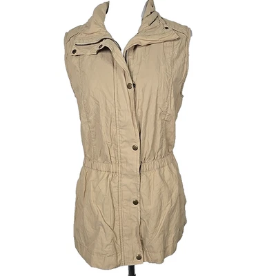 Chaleco ColdWater Creek Beige Algodón/Nylon Cremallera Frontal a Presión Talla Grande/14 Foto 1 de 4