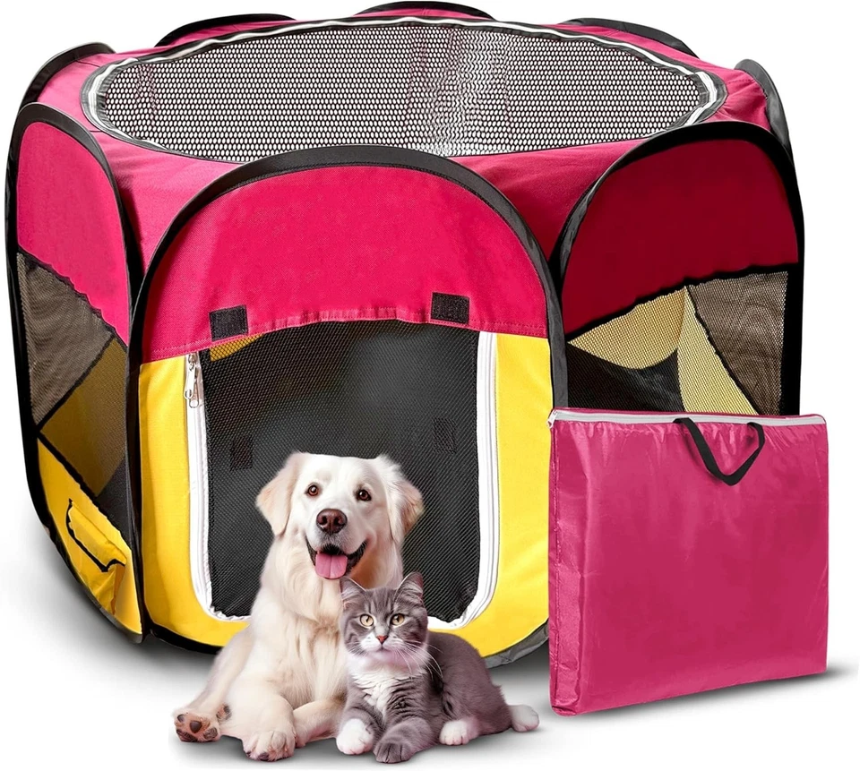 Parque infantil portátil grande para mascotas - plegable para perros y gatos dentro y fuera Foto 1 de 4