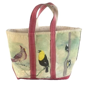 Vintage 80’s LL Bean Boat and Tote Bag Hand Painted Birds Canvas Monogram Art - Bild 1 von 15
