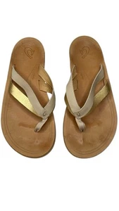 Sandalias Olukai Kaekae Multi Correa Cuero Tanga Puntera Tostado Dorado Talla 10 EUR 40 - Imagen 1 de 4