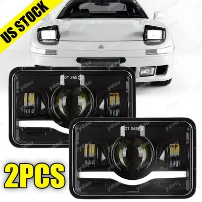 Pair 4x6" inch LED Headlight Hi/Low Beam Halo DRL Headlamp Fit Mitsubishi 3000GT - Image 1 of 4