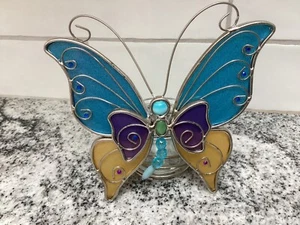 Stained Glass Butterfly 5" Votive Candle Holder - Picture 1 of 2