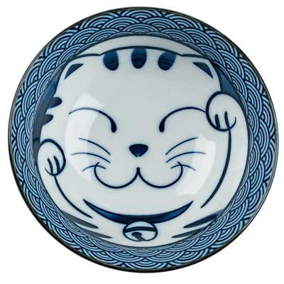 THE JAPANESE SHOP Lucky Cat Ceramic Japanese Tayou Bowl