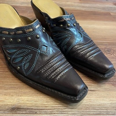 Botas vaqueras Mercer and Madison para mujer de cuero marrón deslizables talla 8 Foto 1 de 4