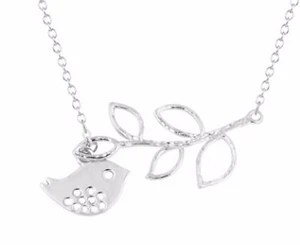 Collar colgante y hojas pájaro acero inoxidable moda L279 - Imagen 1 de 2