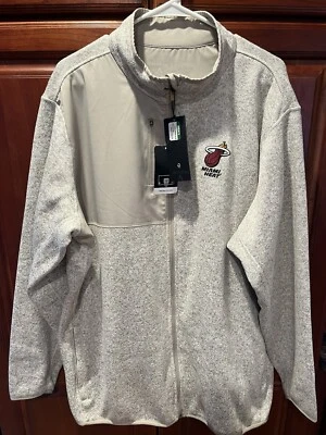 Jaqueta Miami Heat Antigua NBA Fortune zíper completo urze de aveia nova com etiquetas masculina 2XL - Imagem 1 de 4