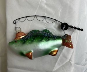 Christmas Tree Shop Fish on Fishing Rod Ornament 5" - Picture 1 of 3
