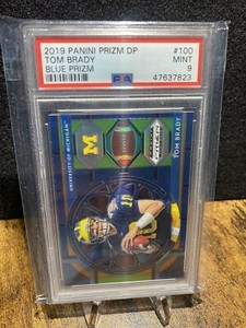 TOM BRADY 2019 Prizm DP Stained Glass Blue  #100 - PSA 9 - LOW POP Color Match!