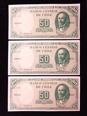 Chile 5 Centesimos Overprint on 50 Pesos ND 1959-1964 Lot Unc P126 h6300 Money - Image 1 of 2