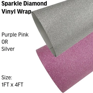 Envoltura adhesiva de vinilo rosa púrpura plateado brillante diamante brillante 1 ft x 4 ft - Imagen 1 de 5