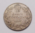 Canada 1910 SILVER Ten Cents VG ** Nice LAST Year King Edward VII OLD 10 Coin