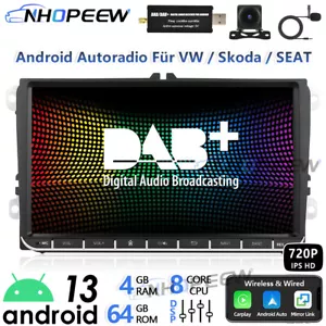 9" DAB+ 8Core 4+64G Android Radio CarPlay Für VW Golf 5 6 Polo T5 Touran Passat - Bild 1 von 14