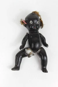 Vintage Ceramic Black Miniature Baby Doll - 4" Japan 1930s - Picture 1 of 4