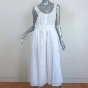 J.Crew Button-Front Sleeveless Midi Dress White Cotton Eyelet Size 6T - Picture 1 of 9