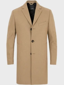 Men's J.Lindeberg Wolger Compact Melton Wool Coat Tan Sz EU 48 - Picture 1 of 21