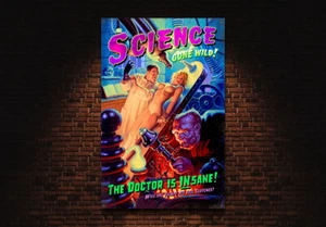 Science Gone Wild Mad Scientist Pin Up Metal Sign by Greg Hildebrandt 3 sizes - Picture 1 of 1