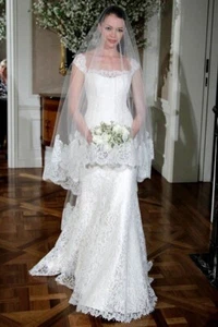 Legends Romona Keveza 317 Wedding Dress 10 Silk White Lace Ivory Lining Sparkles - Picture 1 of 24