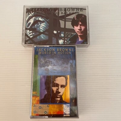 Jackson Browne Cassette Lot x2  World in Motion  Lives In The Balance TESTED - Image 1 of 4