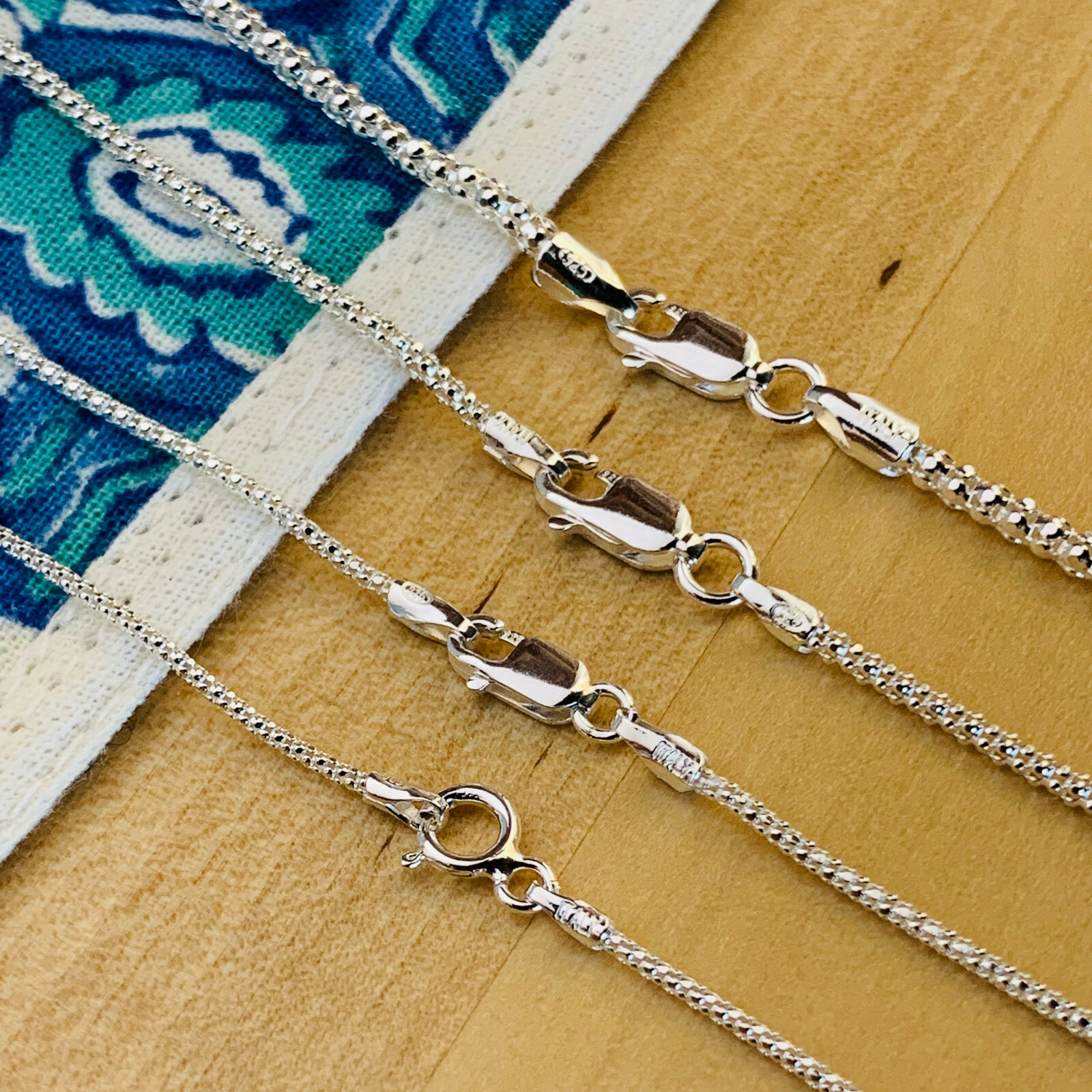 Real 925 Sterling Silver Diamond Cut 