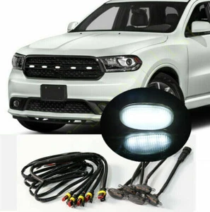 For Dodge Durango 2008-2021 Smoke Front Grille White LED Light Raptor Style DRL - Picture 1 of 2