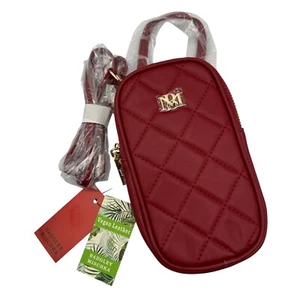 Custodia telefono a tracolla Badgley Mischka rosso mattone trapuntata borsa in pelle vegan nuova con etichette - Foto 1 di 4